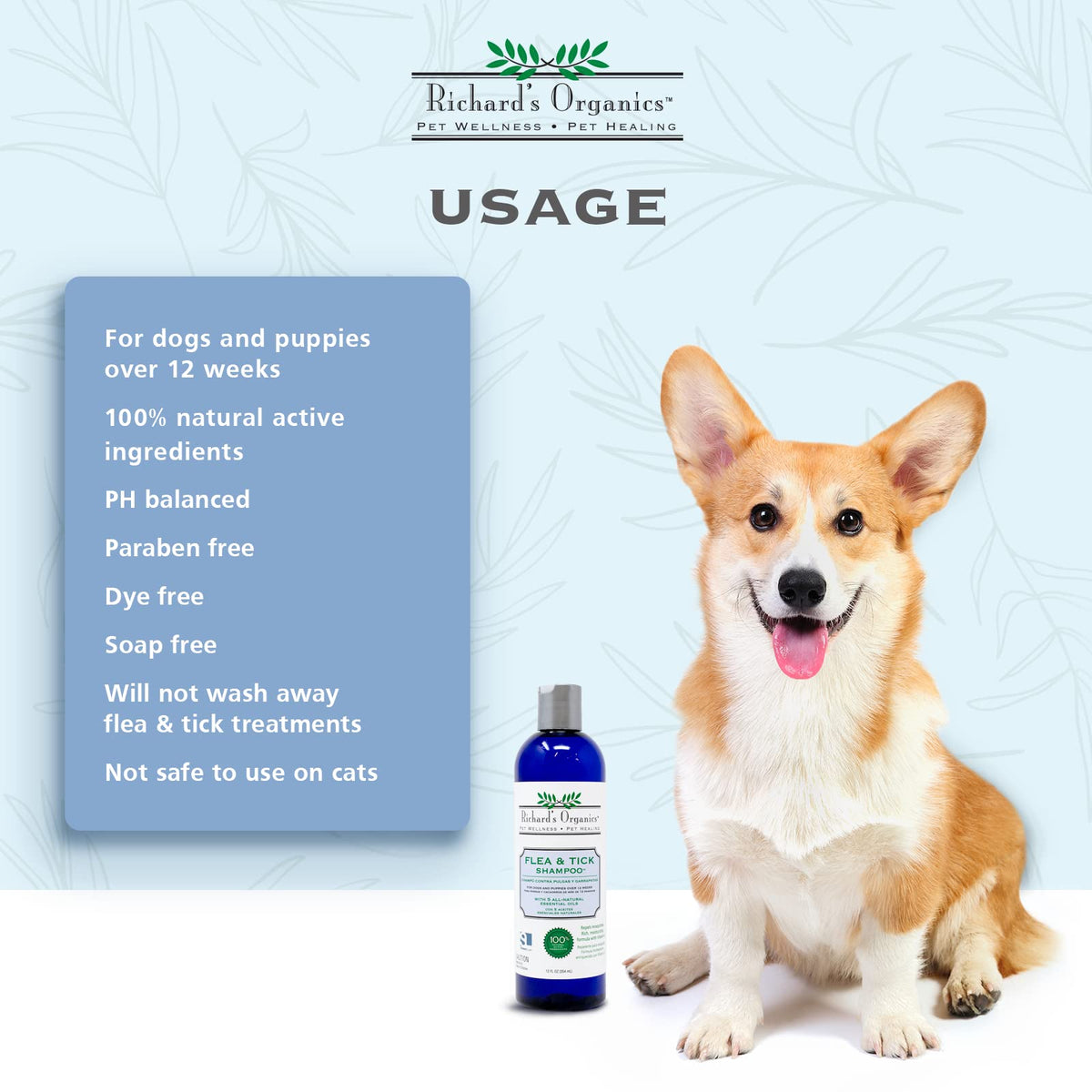 All-Natural Flea and Tick Shampoo for Dogs 12oz K596371