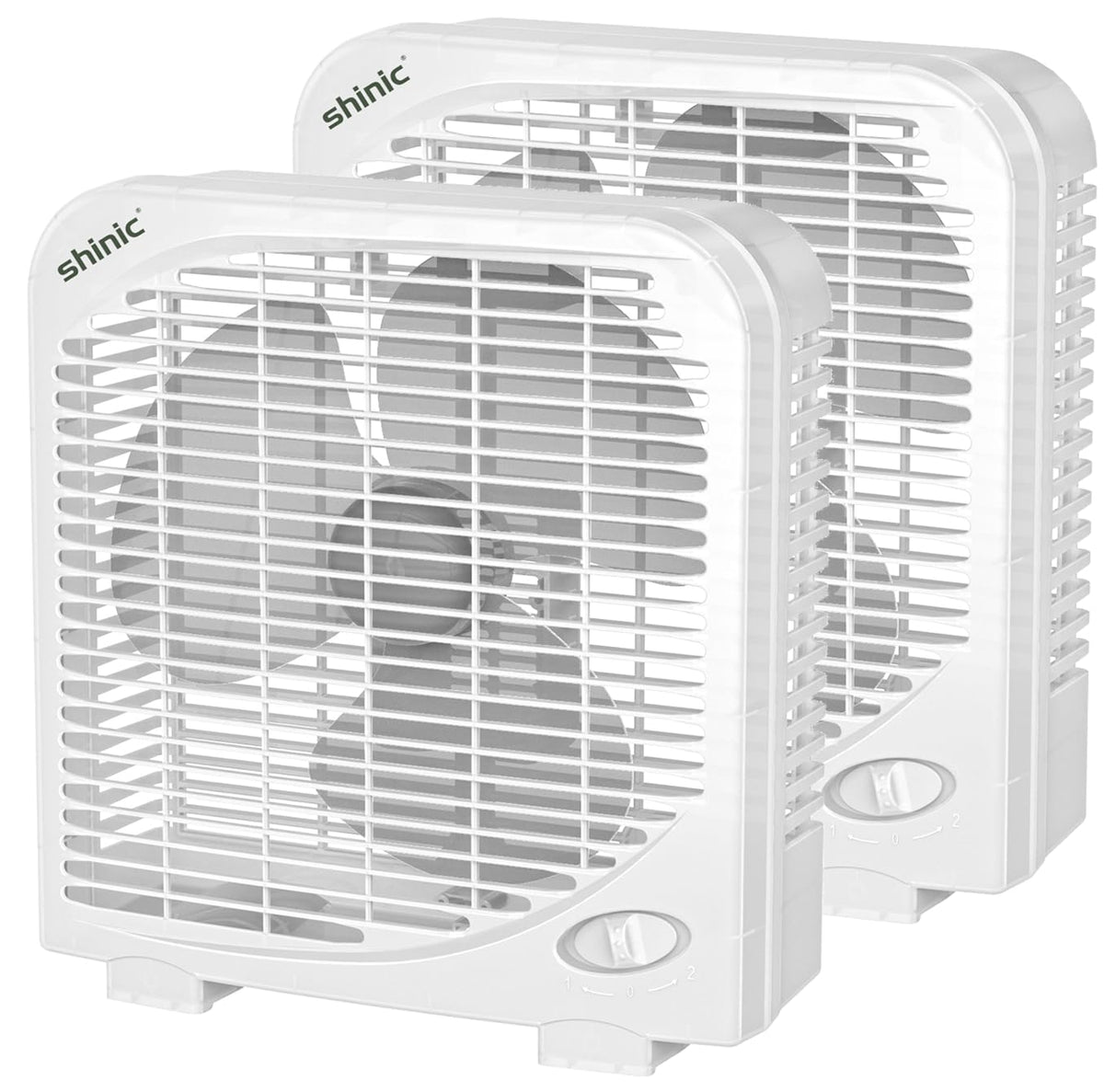 2 Packs 10" Tabletop Box Fan, 2 Speeds, White X8225
