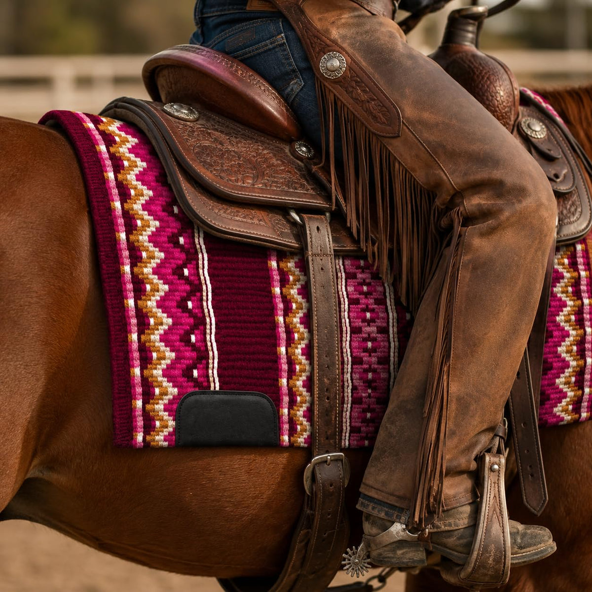 Burgundy Pink Tribal Horse Saddle Pad S6283