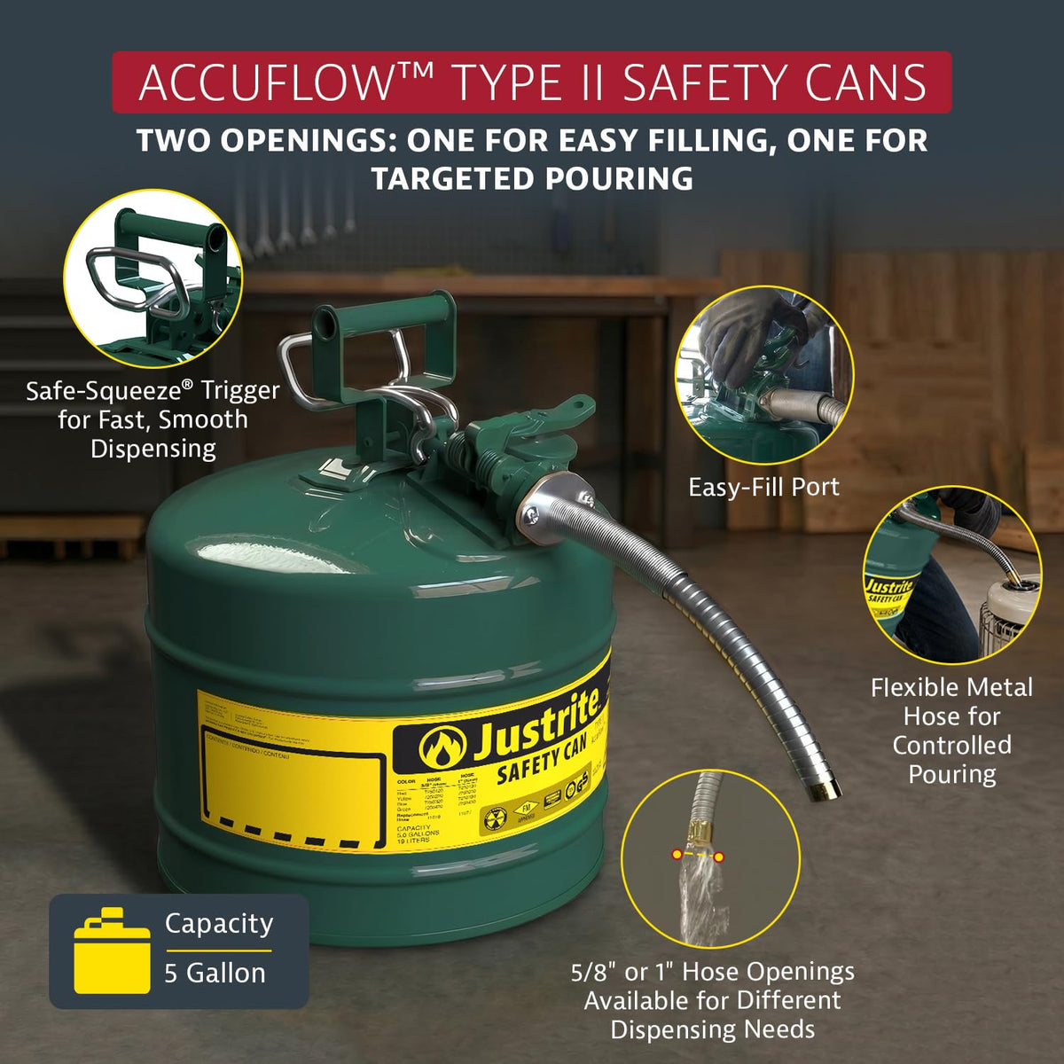 Green Galvanized Steel Safety Can S1929