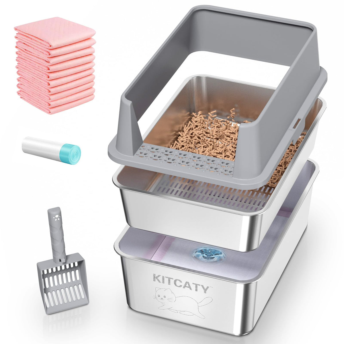 Stainless Steel Sifting Litter Box A9114