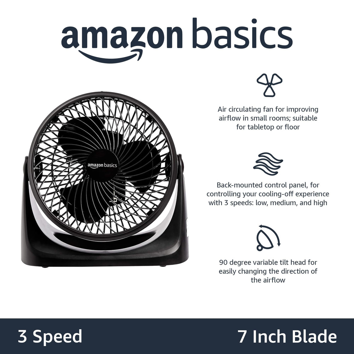 Black 3 Speed Air Circulator Desk Fan X960