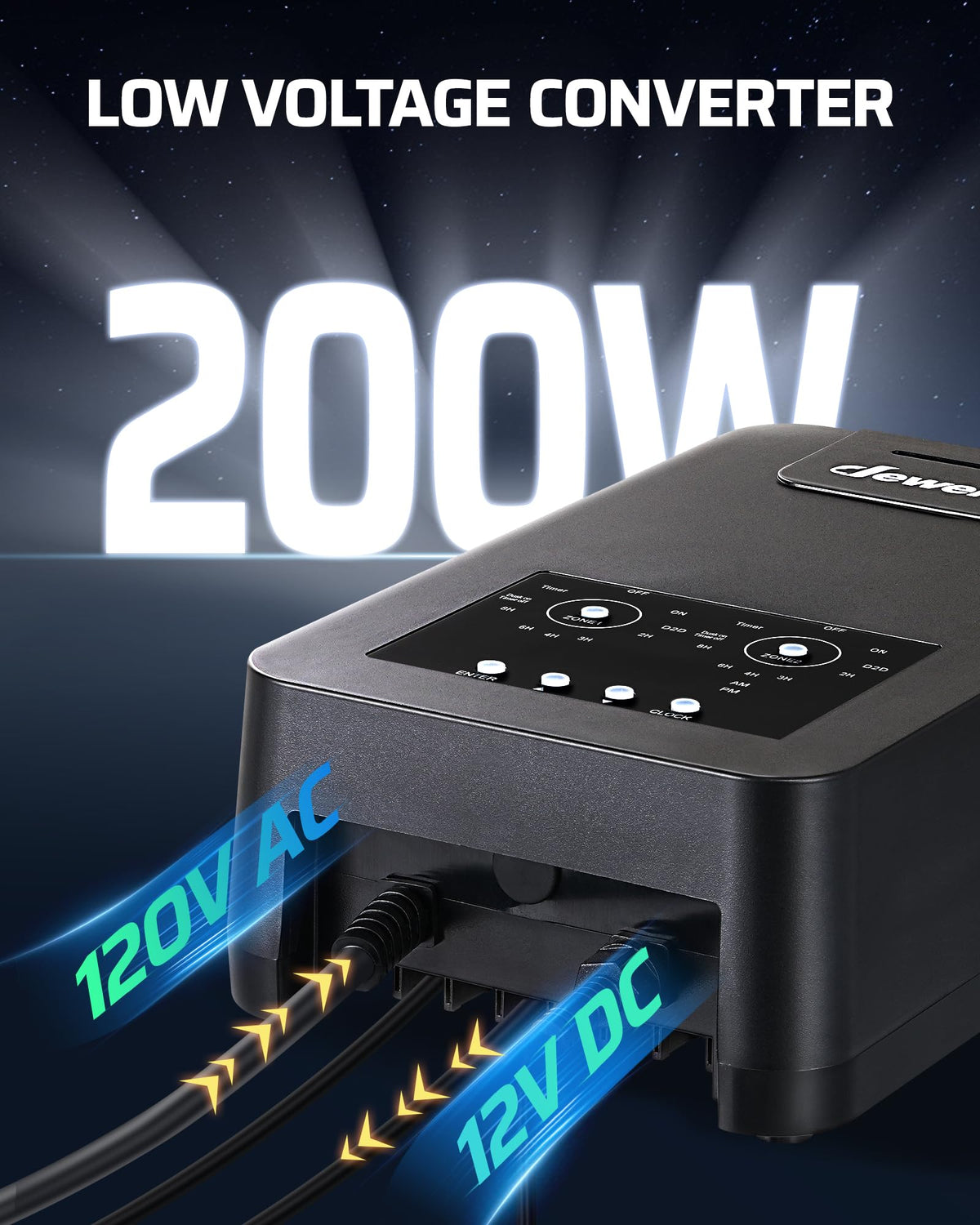 200W Low Voltage Landscape Transformer with 2 Zones E8630