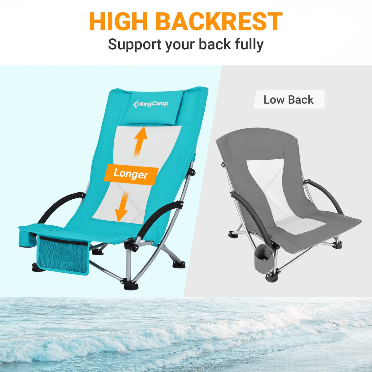 High Back Folding Beach Chair 2 Packs M712589
