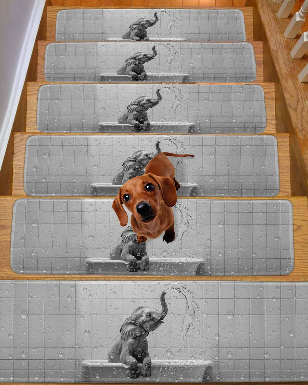Grey Peel and Stick Stair Treads 8''x30'' 10PCS J73524