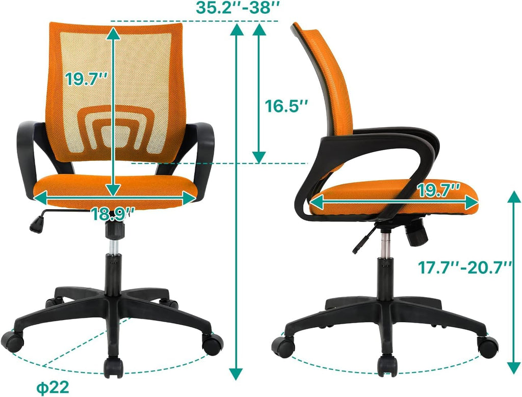 Ergonomic Orange Mesh Office Chair with Lumbar Support C2188