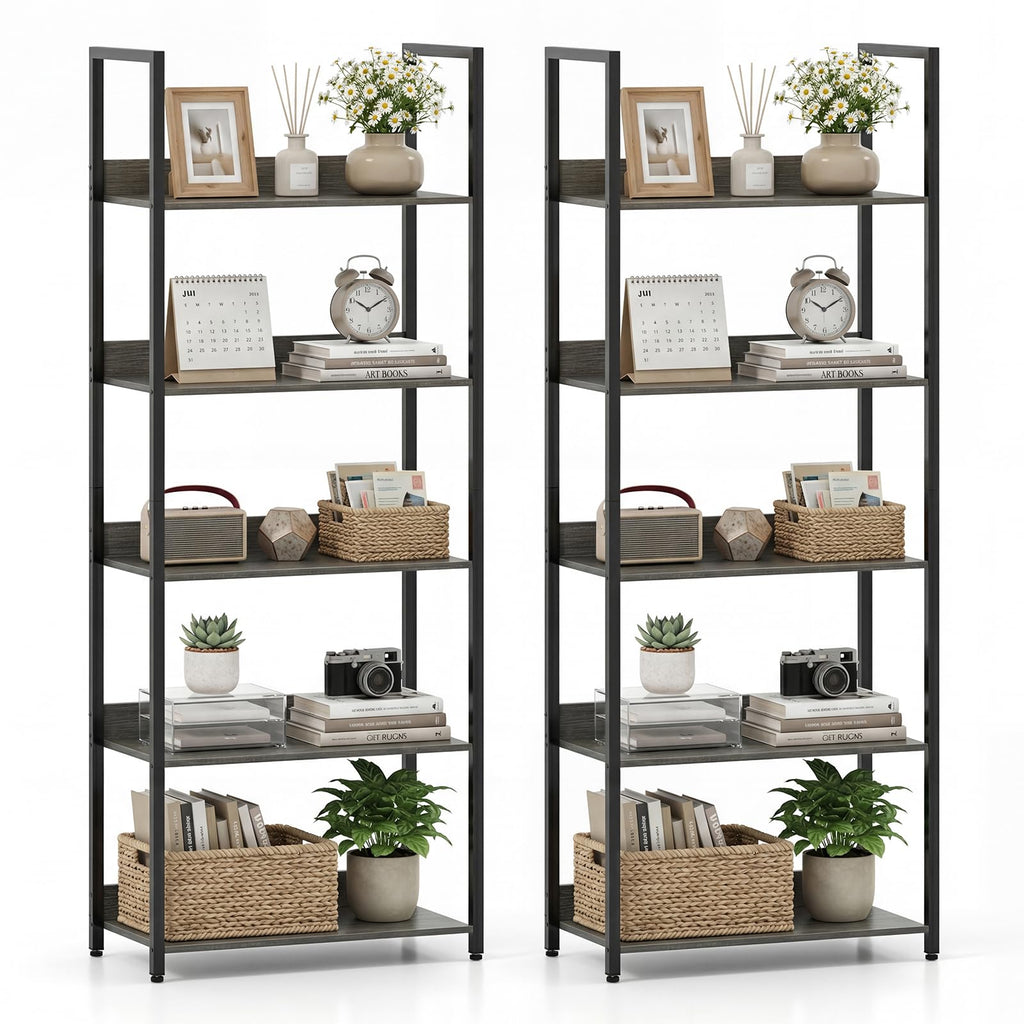 5-Tier Wooden Bookshelf Set of 2 R632