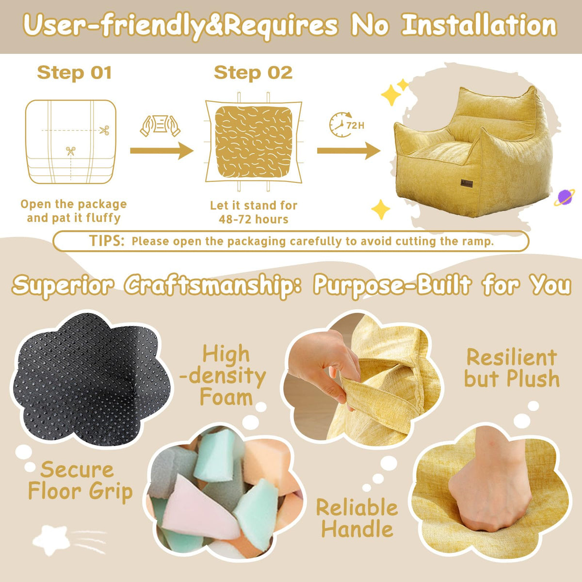 Fluffy Bean Bag Chair Z483651
