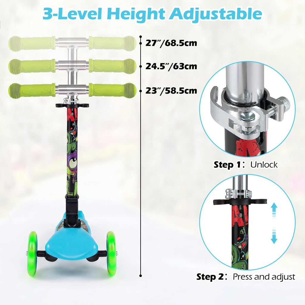 Kids 3-Wheel Kick Scooter with LED Front Wheels J5666