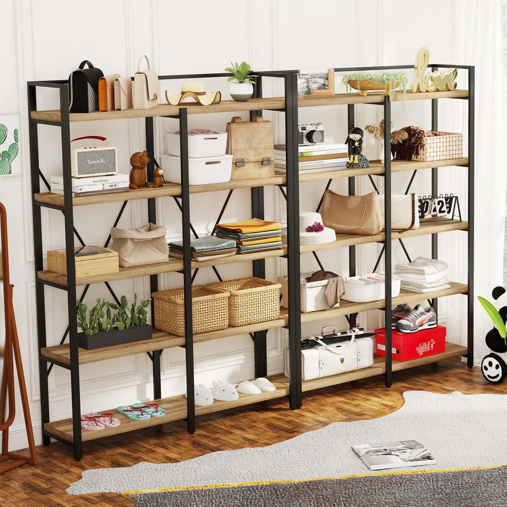 5 Tier Wood and Metal Bookshelf U11981