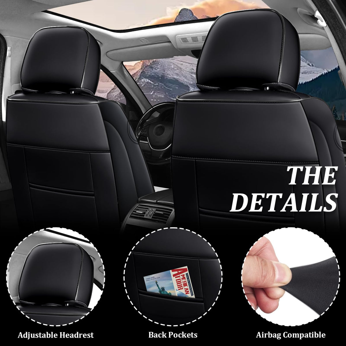 Waterproof Nappa Leather Full Set Car Seat Covers E383084