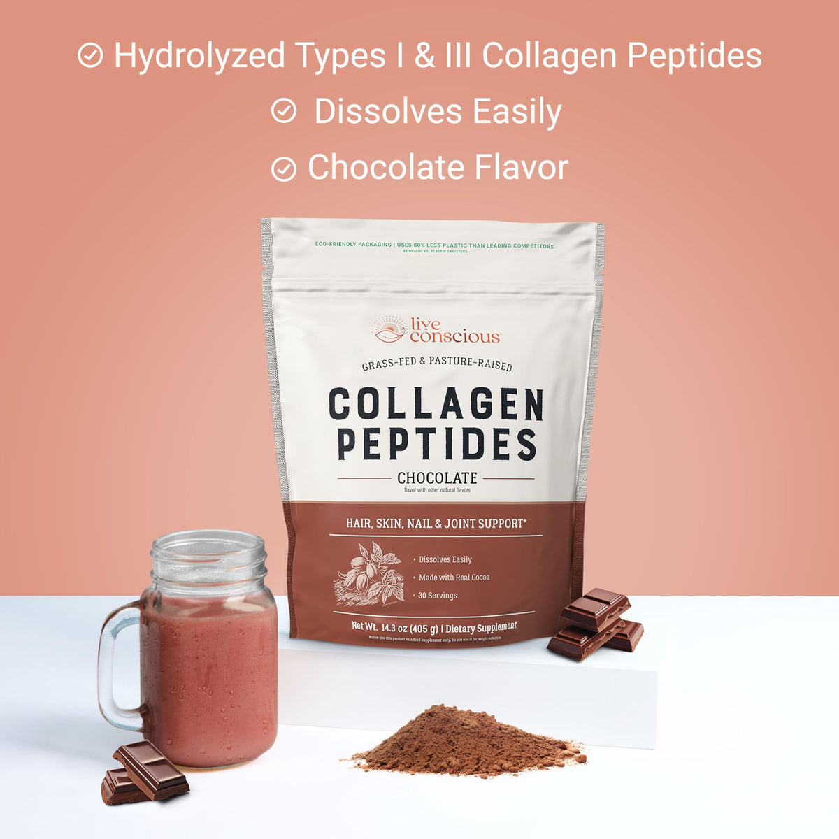 Chocolate Collagen Peptides Powder 15oz W780