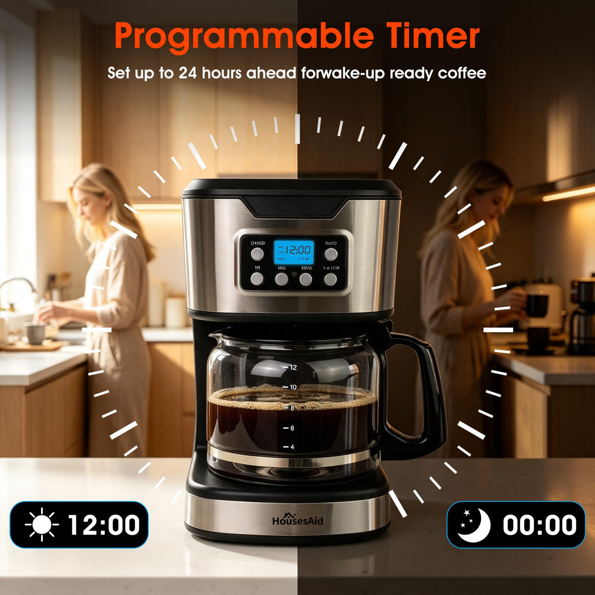 Black Stainless Steel Programmable Coffee Maker M99616