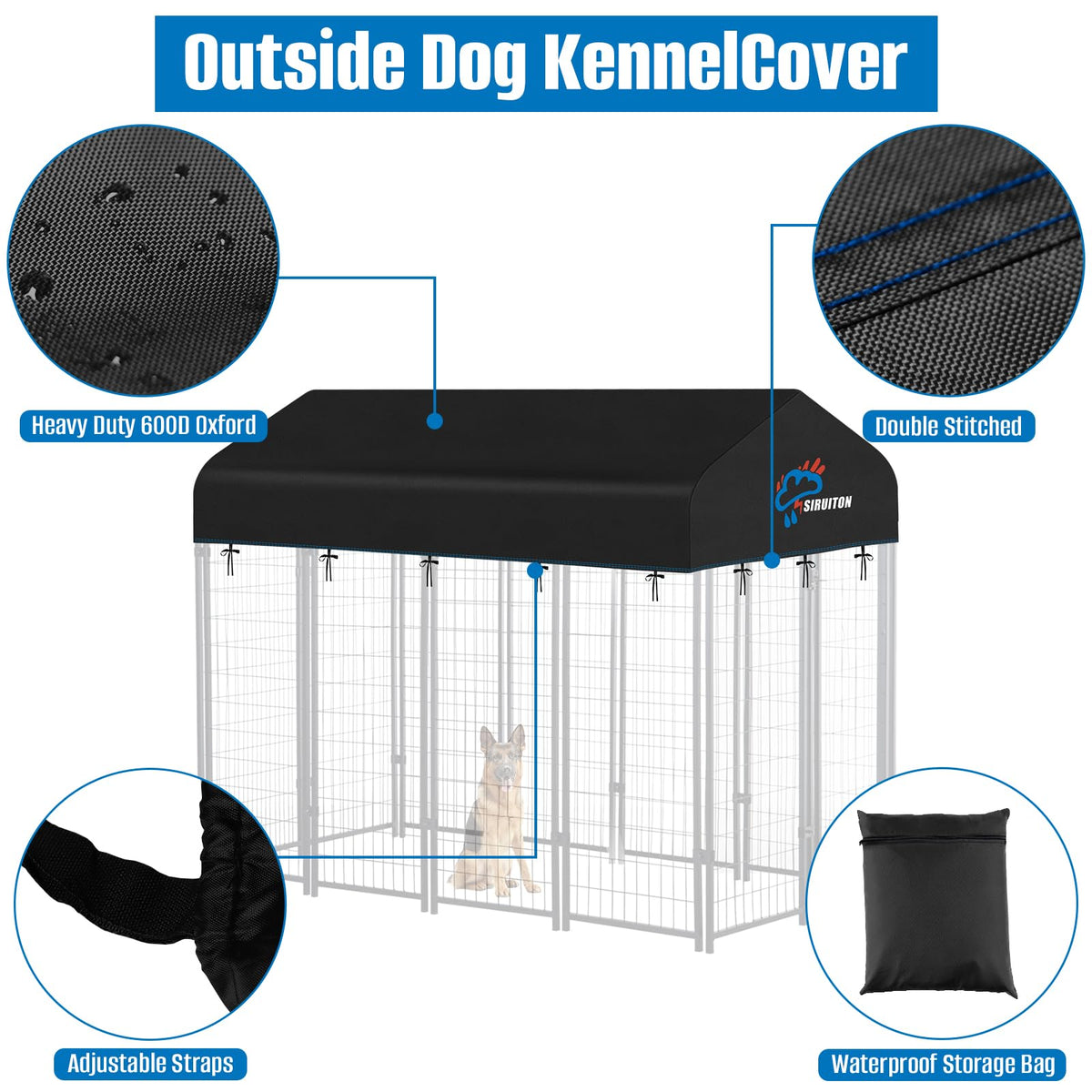 8x4FT Heavy Duty 600D Oxford Dog Kennel Replacement Cover A1966