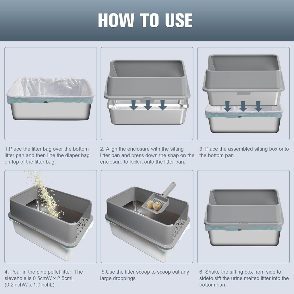 Stainless Steel Sifting Litter Box A9114