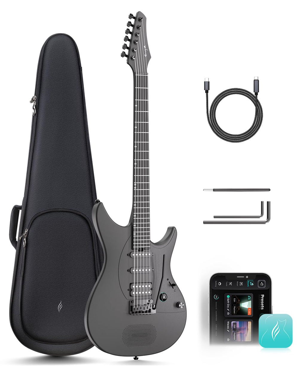 39" Carbon Fiber Smart Electric Guitar V2450