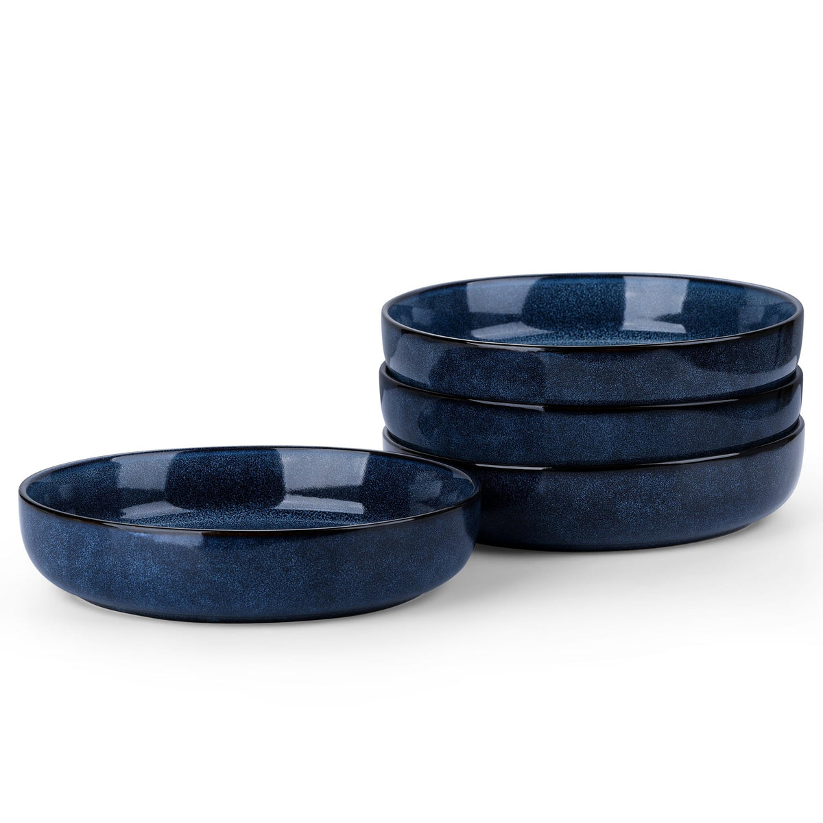 Stoneware Pasta Bowls Set of 4, 35oz Ceramic Bowls, Sapphire Blue H3445