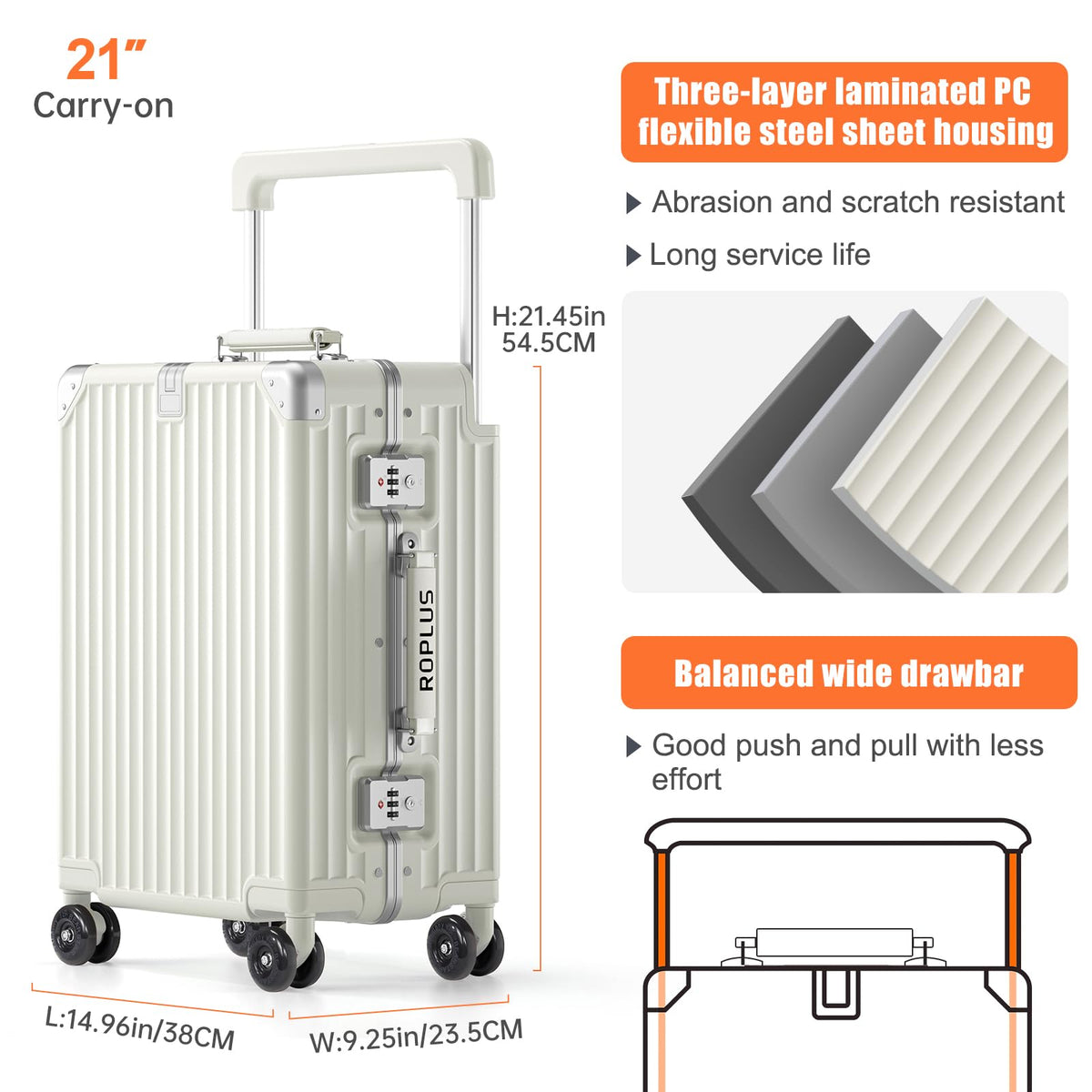 Aluminium Frame Carry on Luggage with TSA Lock K727162