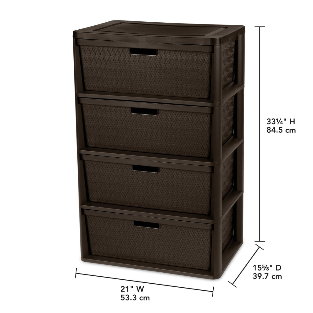 4 Drawer Plastic Storage Tower Brown F742