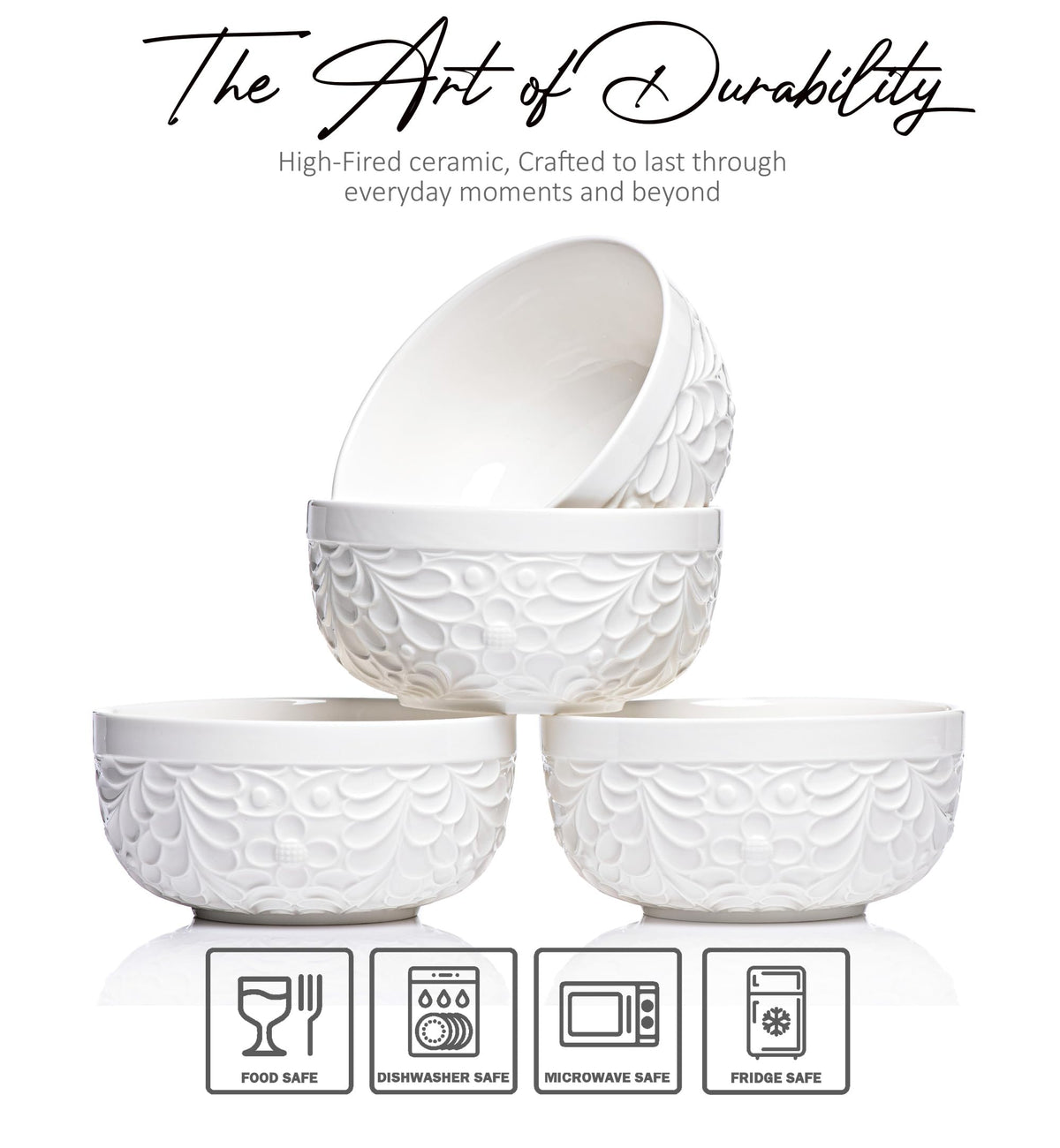 22 Oz Ceramic Bowls Set of 4 V614