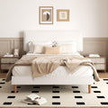 White Upholstered Bed Frame with Adjustable Headboard C850