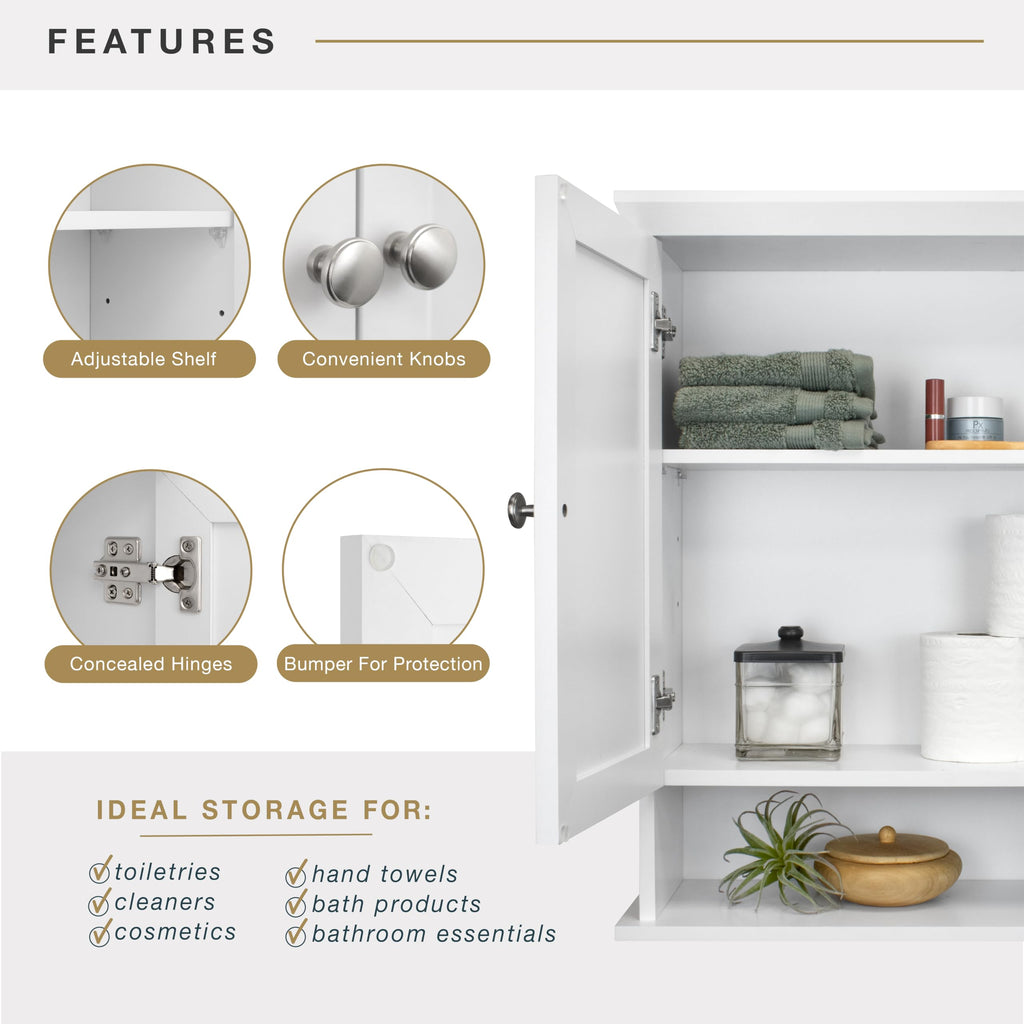 White Wall Mounted Medicine Cabinet Organizer X6553