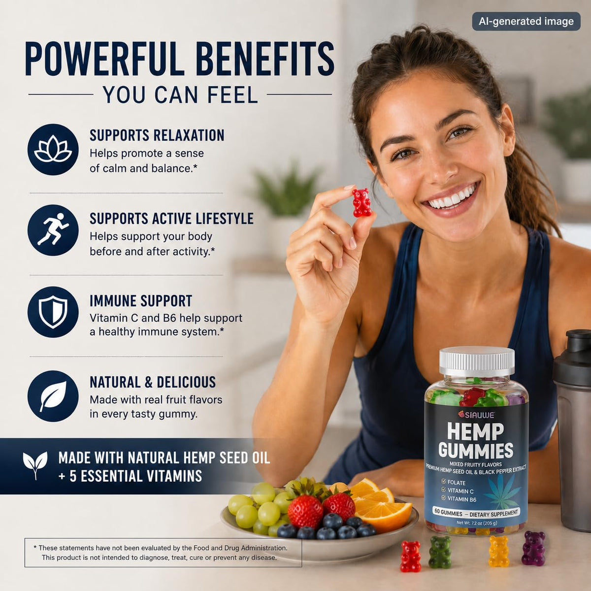 Sugar Free Hemp Gummies 60 Count Y26653