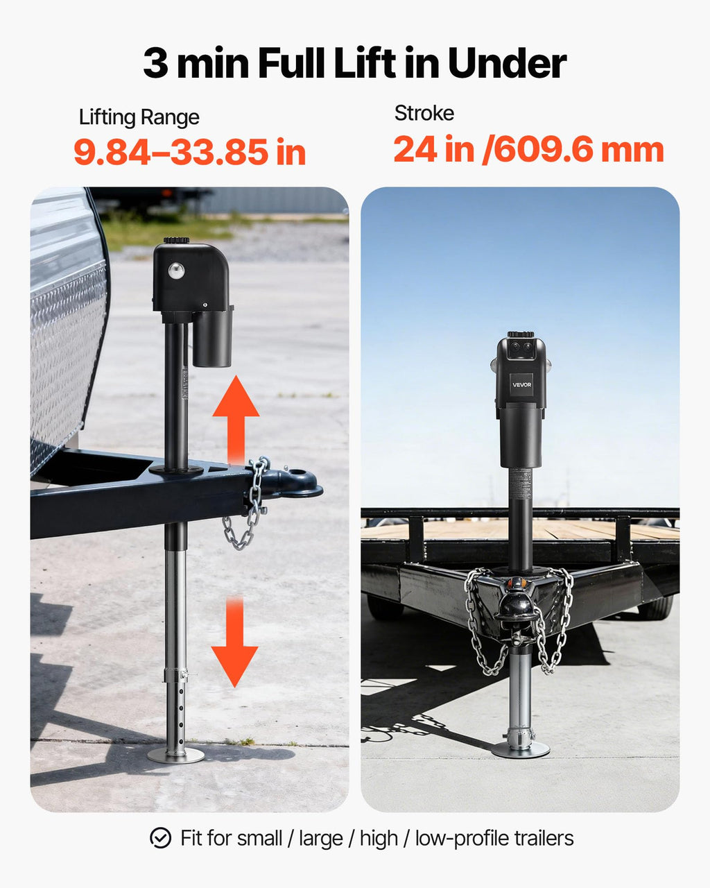 Electric Trailer Jack 7500 lbs Capacity 12V DC Black M9453