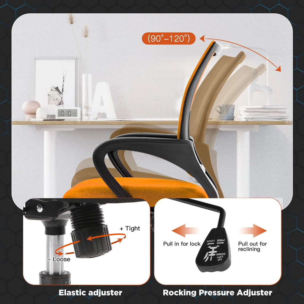 Orange Mesh Ergonomic Office Chair with Lumbar Support I724915