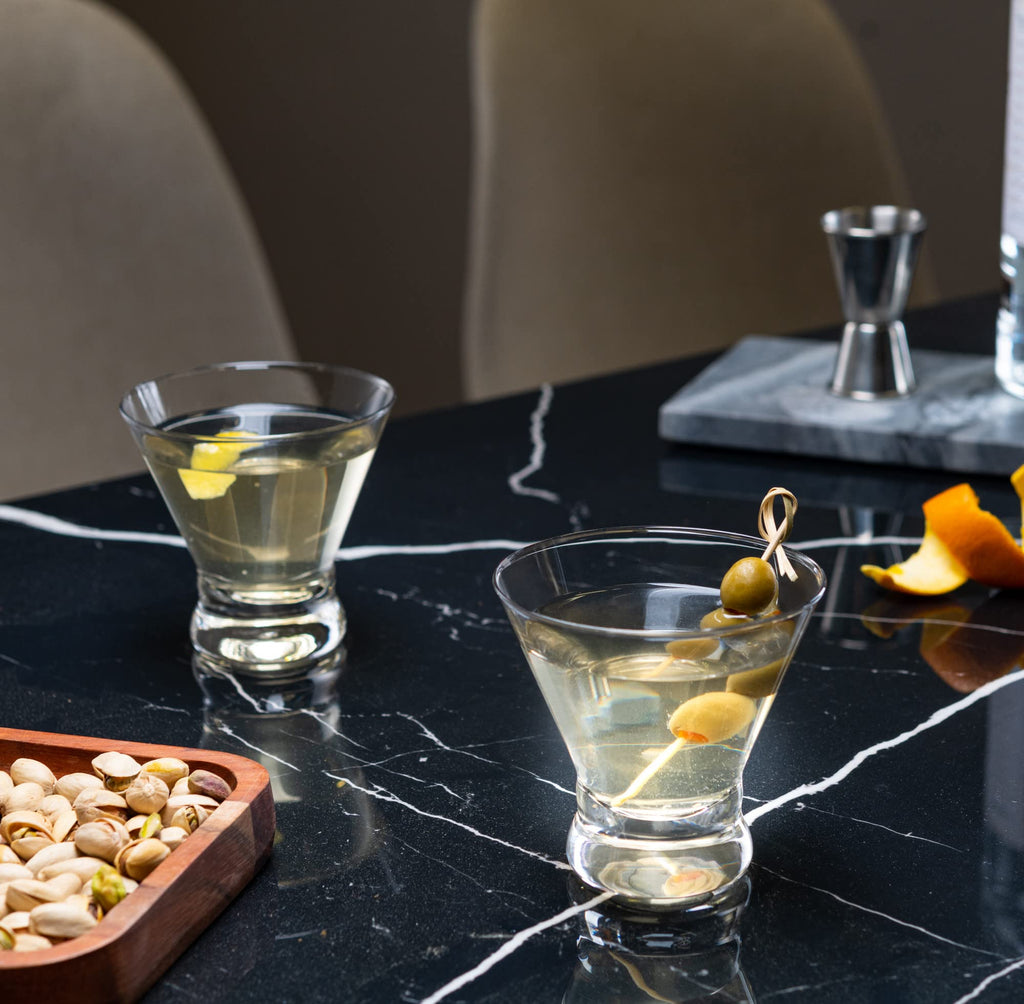 Set of 6 Stemless Martini Glasses 8 oz S385