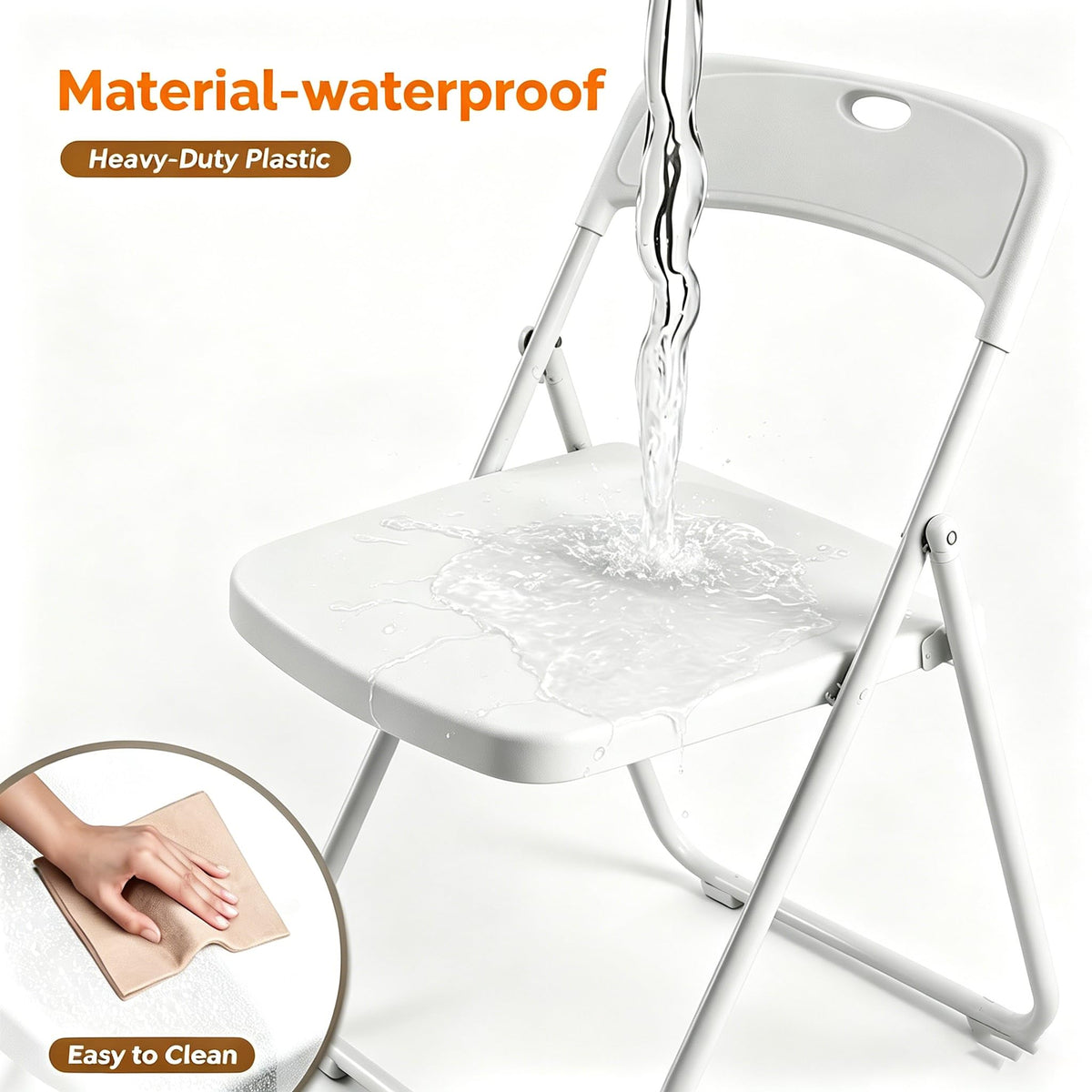 10 Pack White Plastic Folding Chairs P425