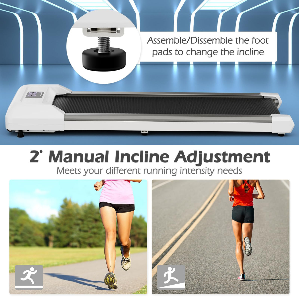 Under Desk Treadmill 265 lbs Capacity Portable 2 in 1 A416165