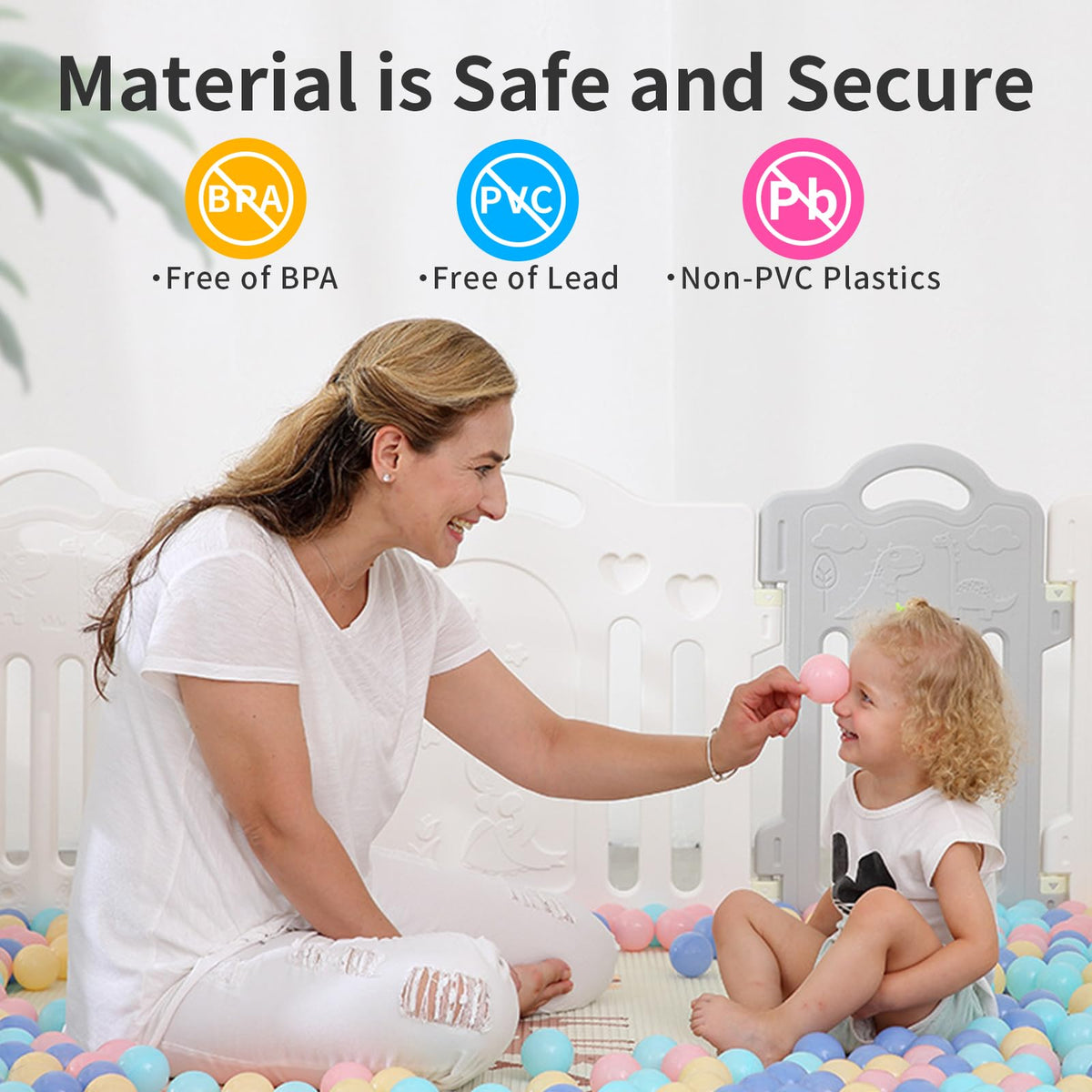 100pcs Crush Proof Plastic BPA Free Non-Toxic Play Balls U53699