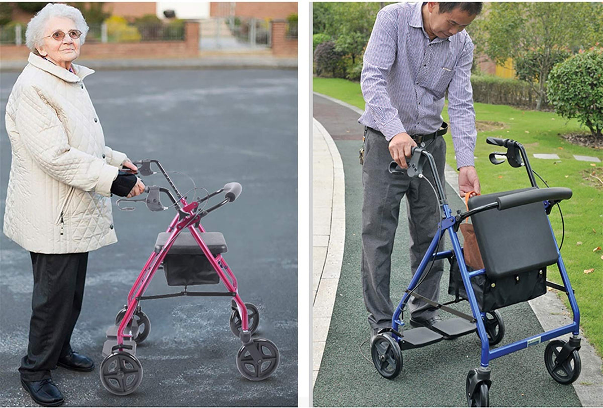 Blue Foldable Lightweight Rolling Walker with Seat L820