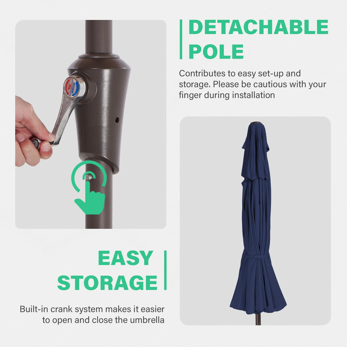 9ft 2-Tier Patio Umbrella, Crank Tilt, Navy Blue B4188