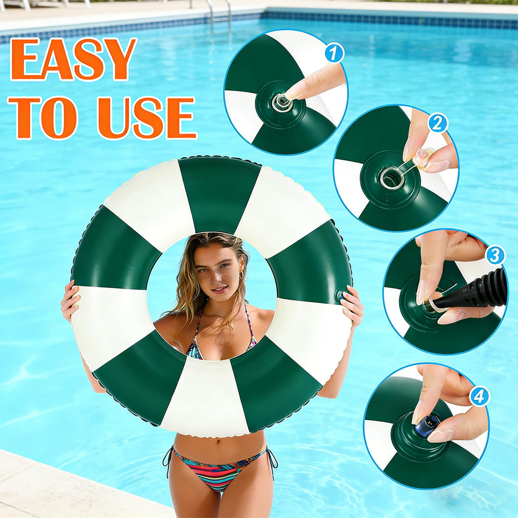 Large Inflatable Pool Float 36 Inch Striped Swim Rings G6342