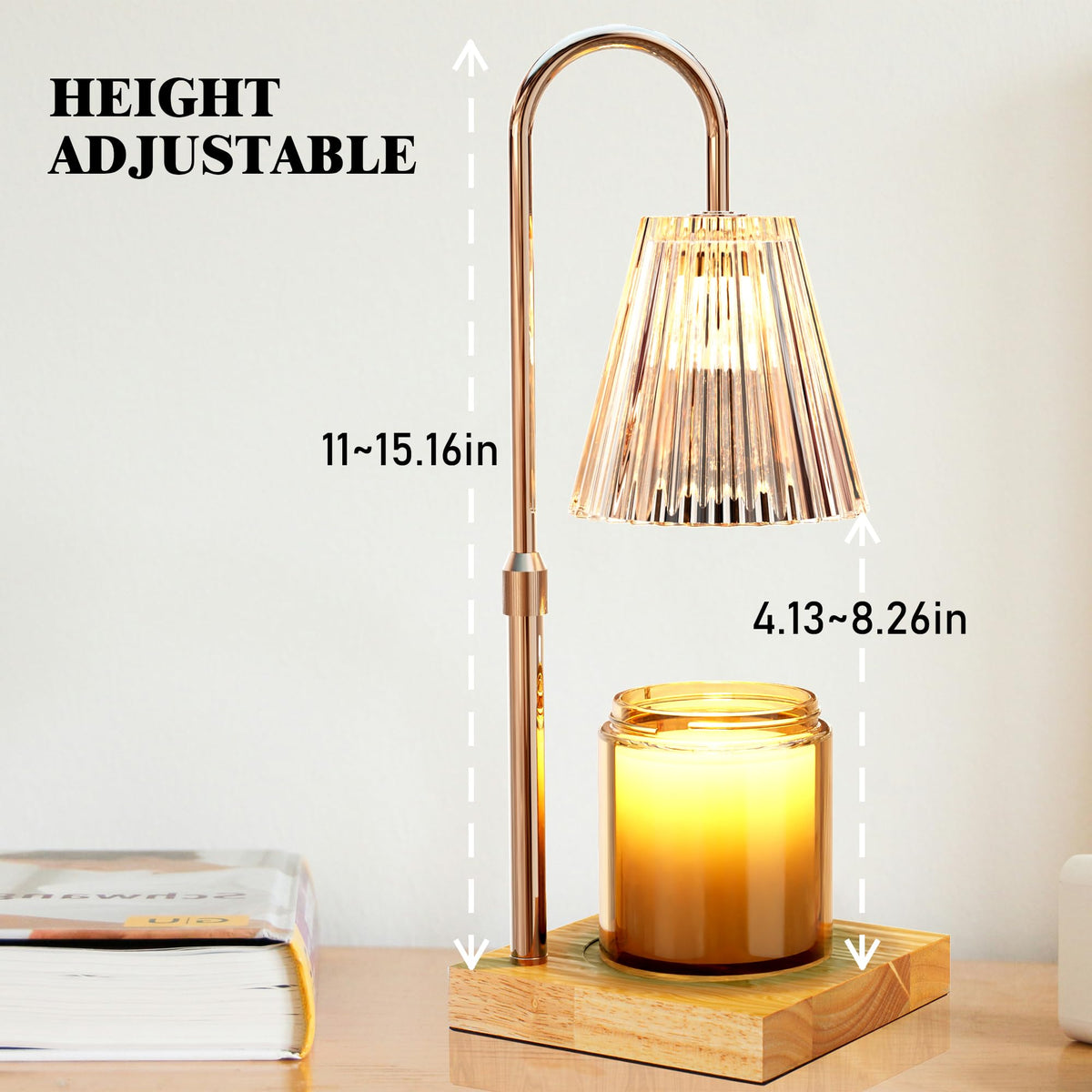 Candle Warmer Lamp with 2 Bulbs, Dimmable, Timer, Adjustable Height N6656