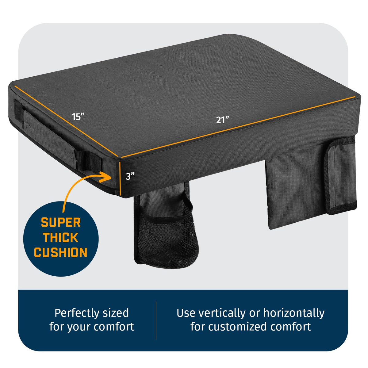 Portable Extra Thick Stadium Seat Cushion with Cup Holder I49313