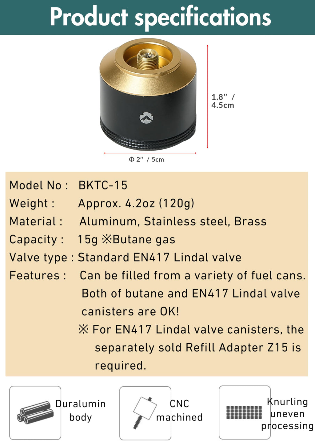 Empty 15g Black Gas Canister O6500