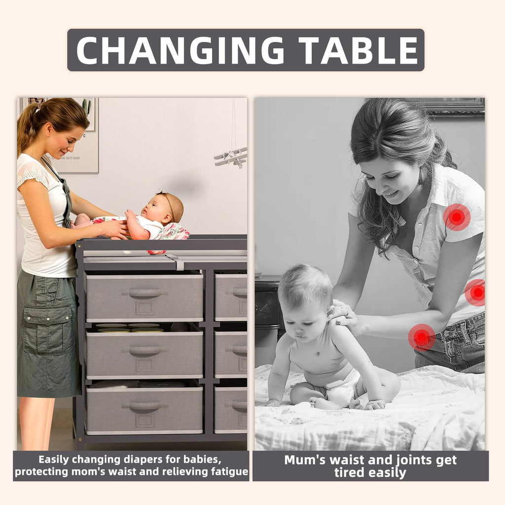 Baby Changing Table with 6 Drawers Storage Station Y88828