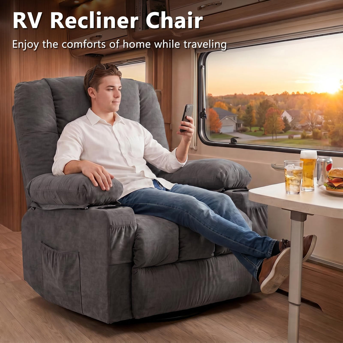 Swivel Rocker Recliner Chair with Massage and Heat K91019
