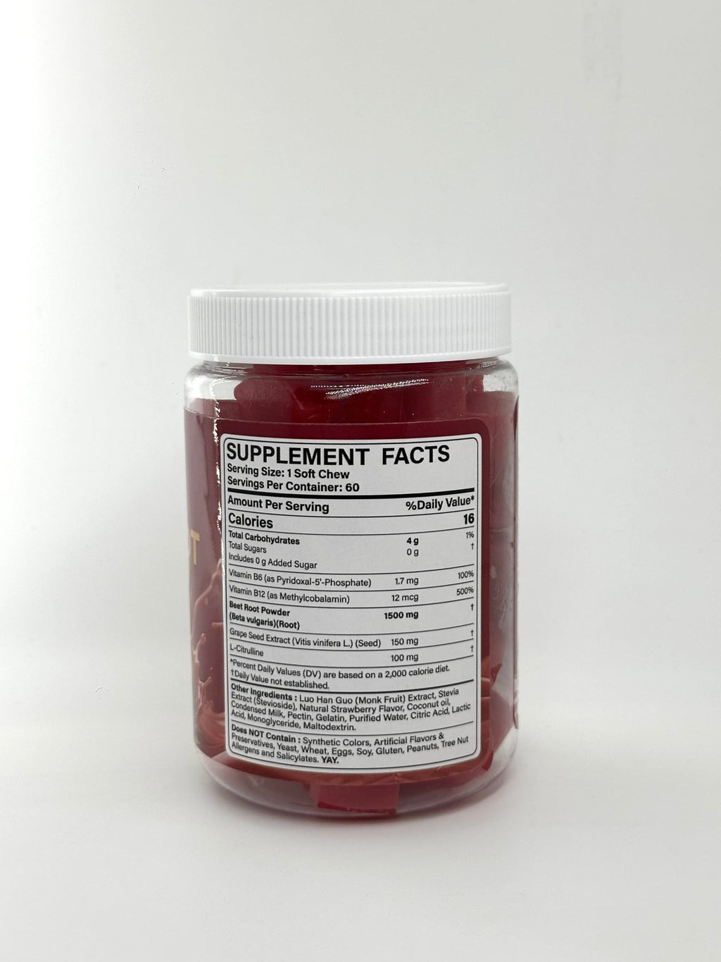 Beet Root Nitric Oxide Supplement 1500mg 60 Cts B301