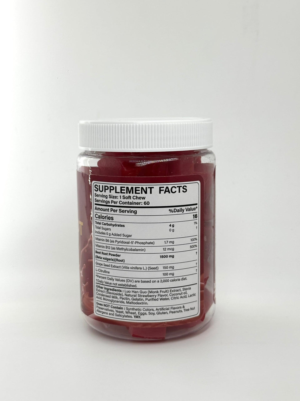 Beet Root Nitric Oxide Supplement 1500mg 60 Cts B301