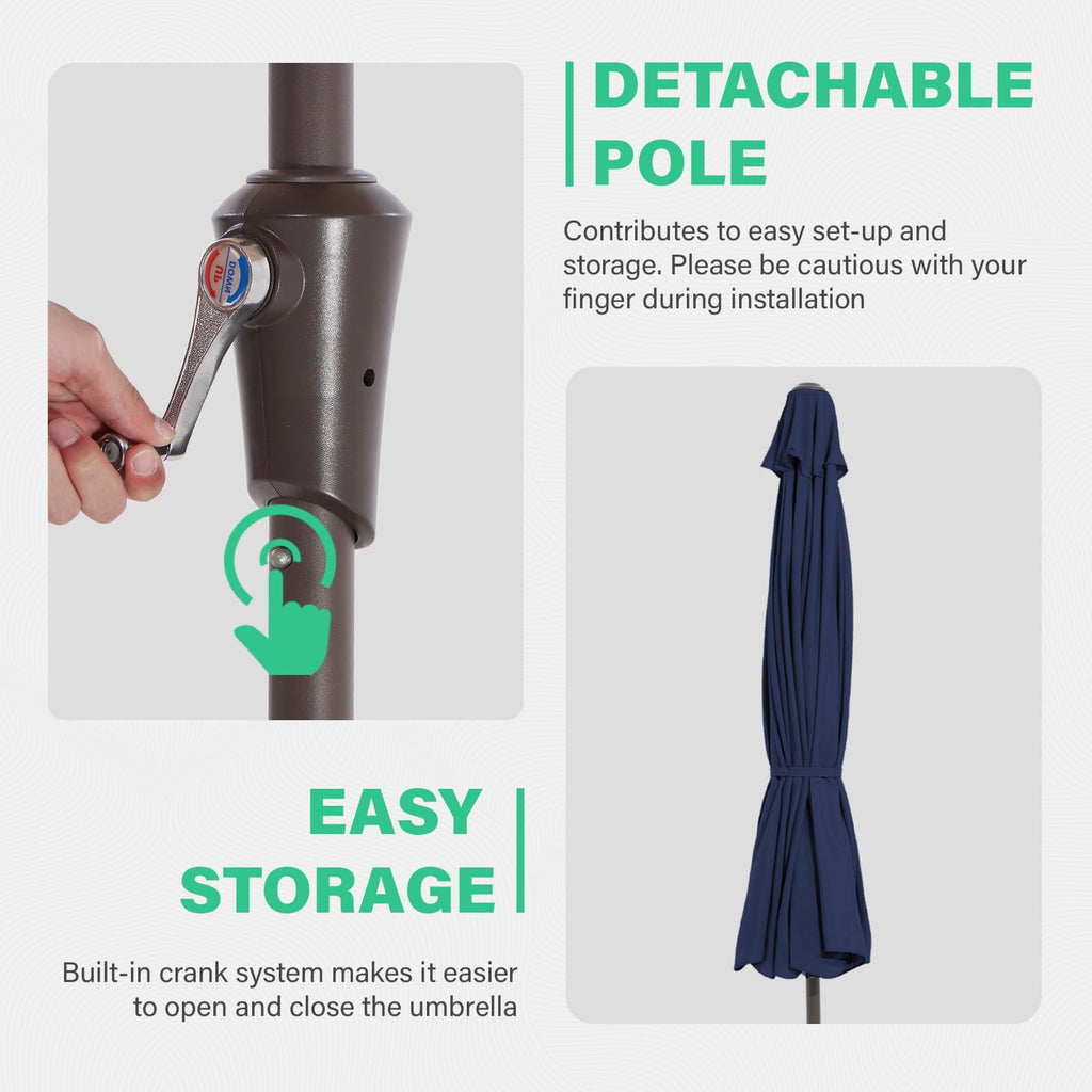 9ft 2-Tier Patio Umbrella, Crank Tilt, Navy Blue B4188