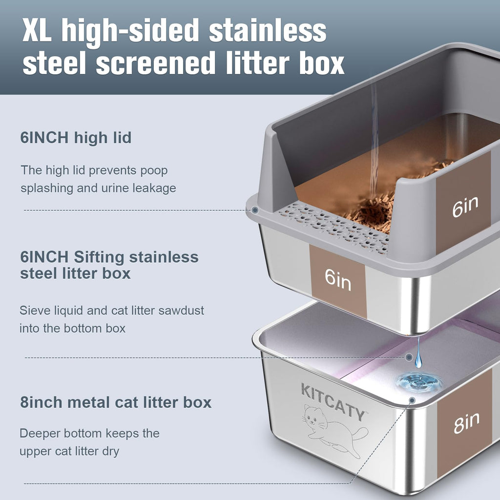 Stainless Steel Sifting Litter Box A9114