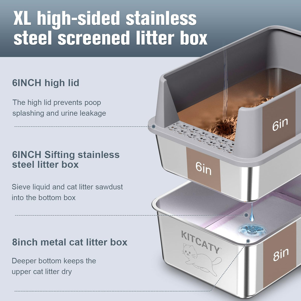 Stainless Steel Sifting Litter Box A9114