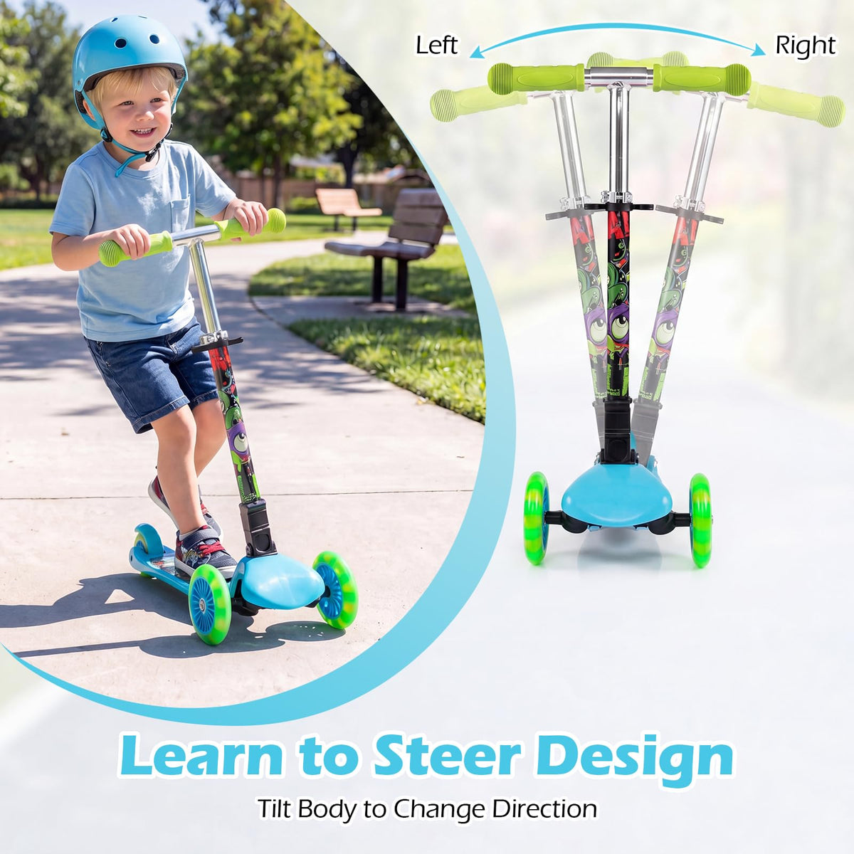 Kids 3-Wheel Kick Scooter with LED Front Wheels J5666