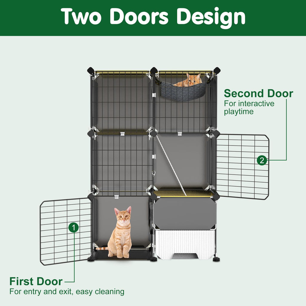 3-Tier Cat Cage with Litter Box A734