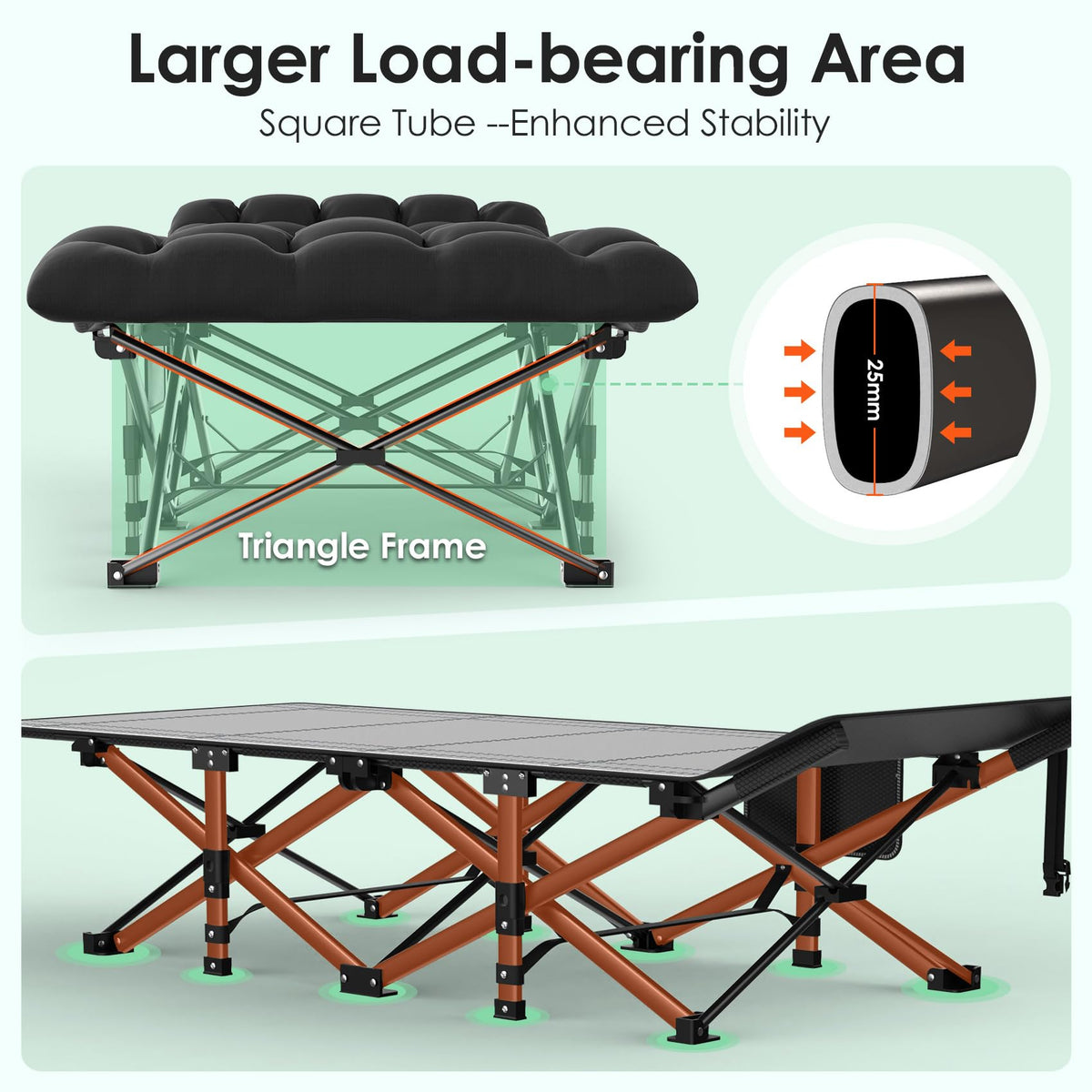 Folding Camp Cot with Cushion X6596
