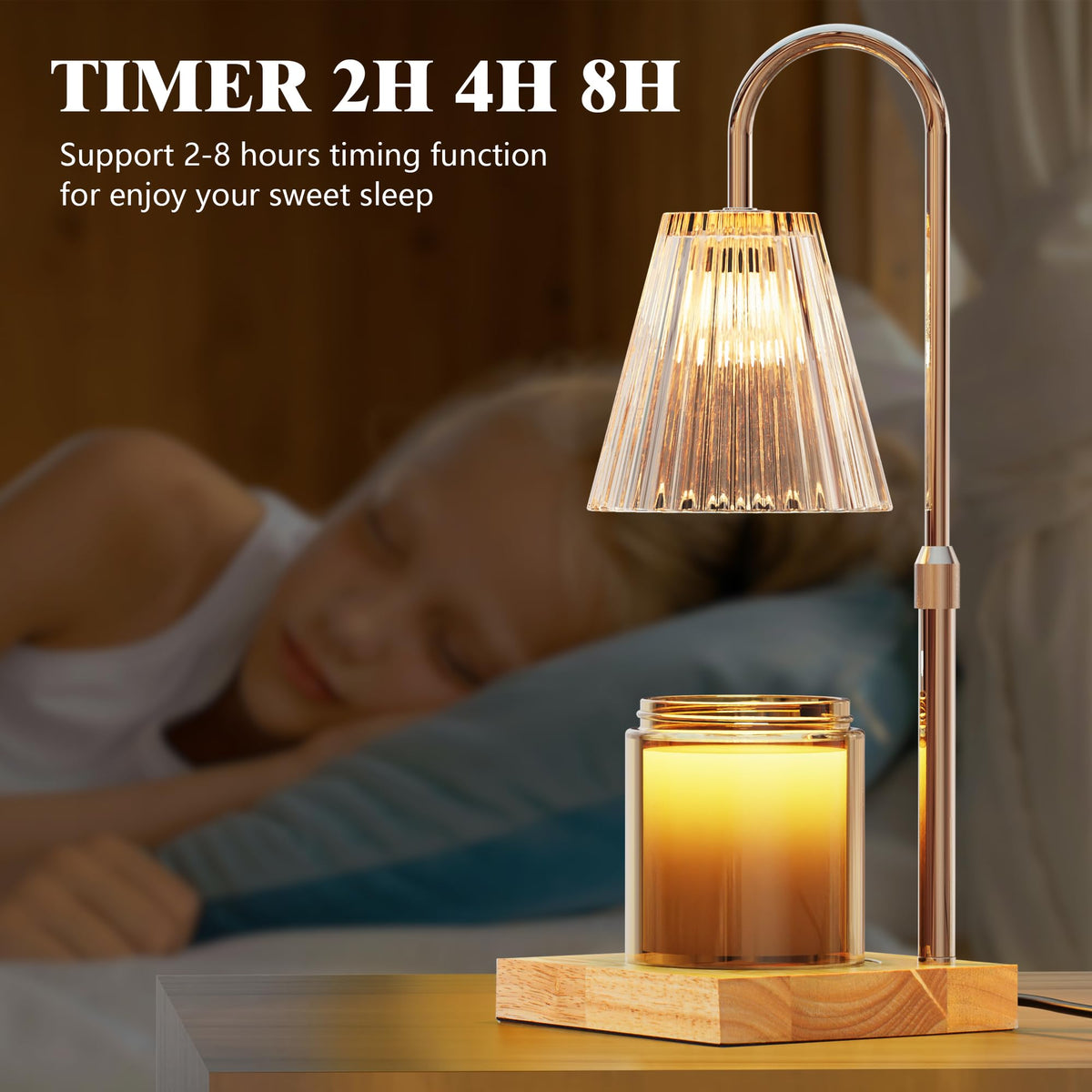 Candle Warmer Lamp with 2 Bulbs, Dimmable, Timer, Adjustable Height N6656